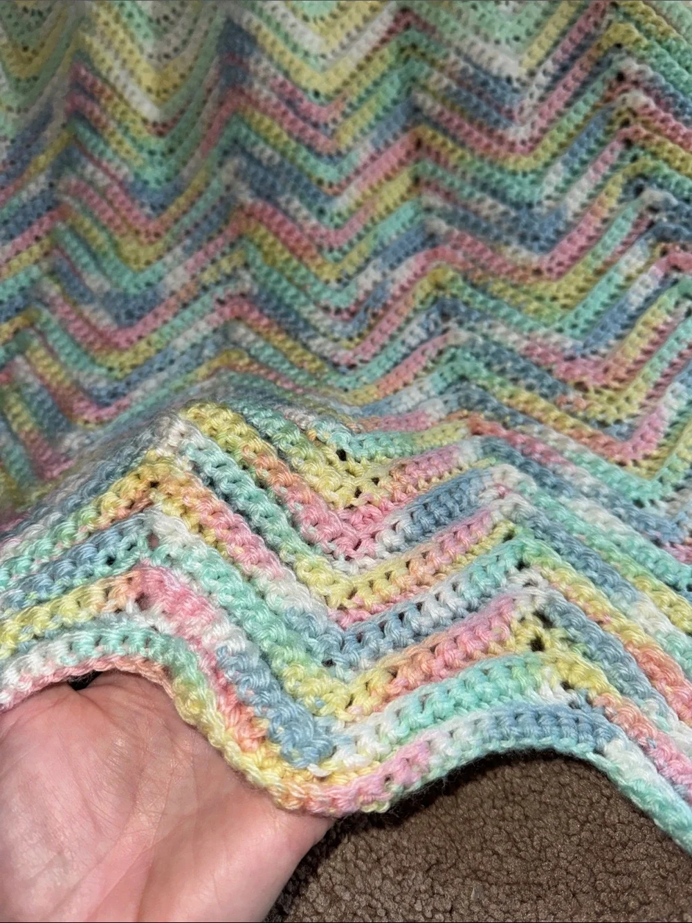 Pastel Chevron Crochet Throw Blanket - Soft Multicolor - Picture 6 of 6